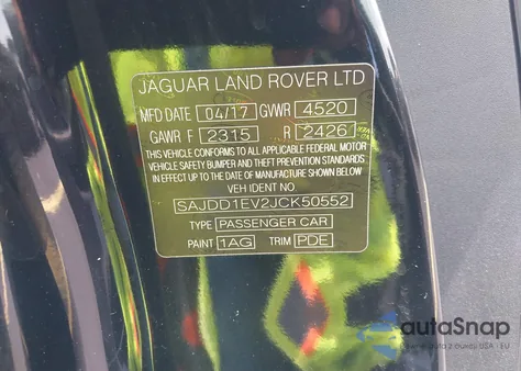 2018 Jaguar F-Type 340Hp из США, поврежденный, VIN SAJDD1EV2JCK50552